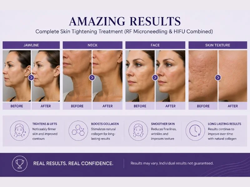 Before and after complete skin tightening treatment Cumbernauld  results
