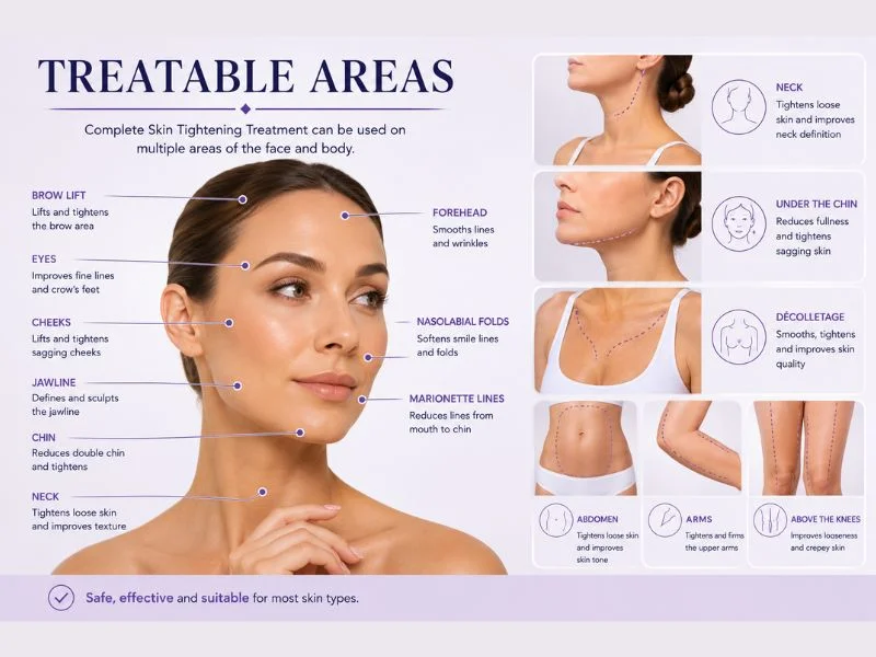 Areas of the body you can have complete skin tightening treatment Cumbernauld 